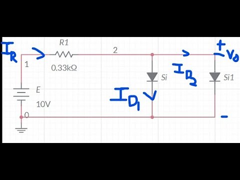 Calculate the voltage across the diode and current through resistor and both the diodes.