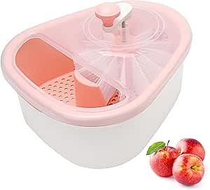 Fruit and Vegetable Washing Machine, Fruit Cleaner Spinner, Large Fruit Washer Spinner with Brush, Multifunctional Fruit and Vegetable Scrubber (Pink)