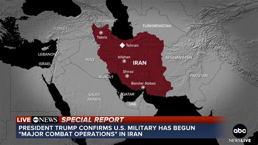 SPECIAL REPORT: President Donald Trump confirmed the U.S. military began "major combat operations in Iran," in a video posted on his social media platform. Follow live updates: https://abcnews.com/International/live-updates/iran-live-updates-israel-launches-preemptive-strike-iran?id=130301492 | ABC News