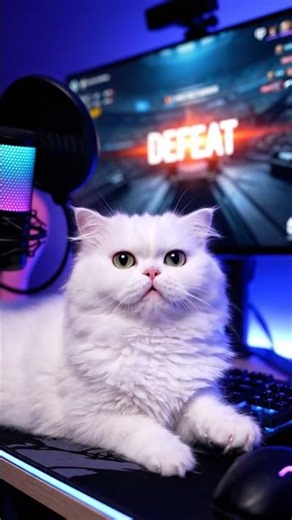 E-Sports Meltdown: Fluffy Cat Loses Clutch Match and Slams Desk in Fury 🕹️😾