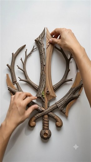 ⚔️ Khanda – The Sacred Sikh Emblem in Wooden Art | 3DWoodArt #Shorts #khanda #ai #diy #trending