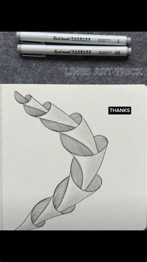 How to Draw a 3D Twisted Ribbon | Easy Line Art Trick 🎨 #LineArt #3DDrawing #Shorts