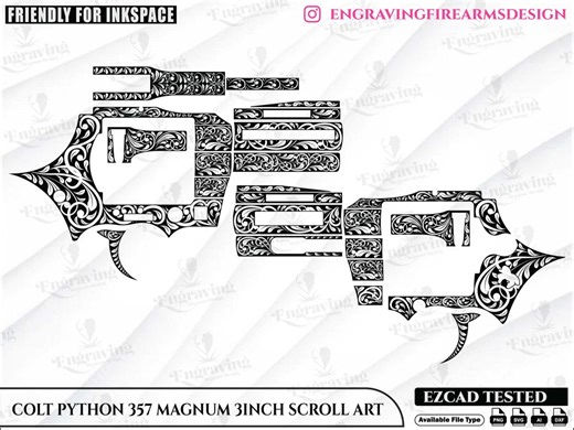 Colt Python 357 Magnum 3in Scroll Art Svg: Laser Cut Files (SVG, Ai, Dxf) - Etsy
