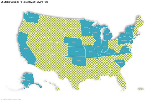 All the states with bills to scrap daylight saving time—mapped