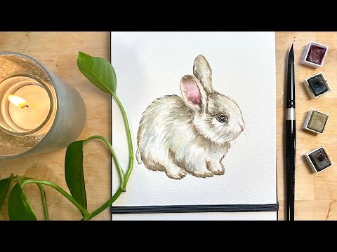 How to paint a cute bunny with watercolor ✨ Watercolor Animal Tutorial | Cozy Paint & Chat ep. 8