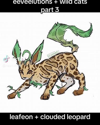 Leafeon & Glaceon Art: Eeveelutions Meet Wild Cats
