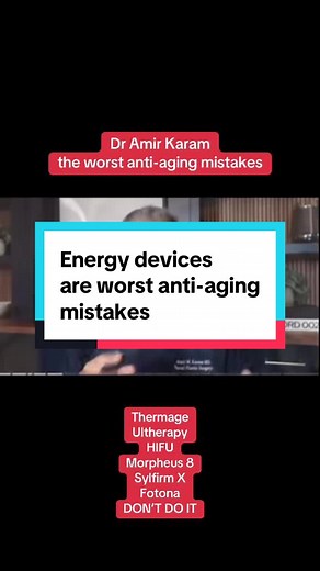Dr Amir Karam on the worst anti-aging mistakes - undergoing energy device treatments such as Thermage, Ultherapy, HIFU, Morpheus 8, Fotona, Inmode, and any other that cause thermal injury to the skin tissues. Heat will always prematurely age the skin. Don’t do it! #RFMicroneedling #laserskintightening #morpehus8 #radiofrequency #sylfirmx