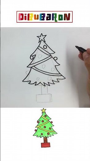 Dibujando y coloreando un arbol de navidad para niños