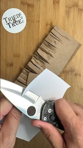 Day 8️⃣: Edge retention testing with a Spyderco Manix 2 in 4V #triedandtrueedc