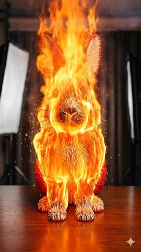Rabbit Burning ASMR 🐇🔥 | Satisfying Fire Art #Shorts