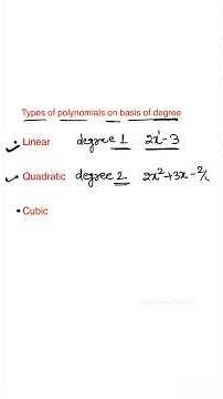 Types of Polynomials on Basis of Degree ✅ #maths #shorts #polynomials #viral #math #zeroes #reels