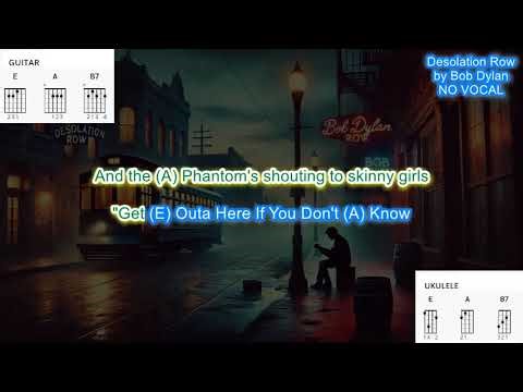 Desolation Row NO VOCAL (no capo) by Bob Dylan play along with scrolling guitar chords and lyrics
