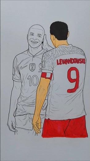 "Satisfying Mbappé vs Lewandowski Drawing ⚽🎨 | Amazing Football Art Speed Coloring" #footballfans