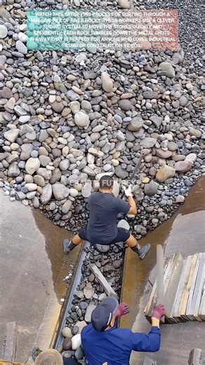 Satisfying river rock sorting and loading process. #ytshorts