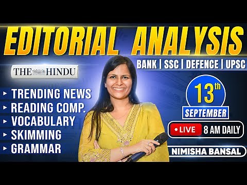 Editorial Analysis | 13th September, 2025 | Vocab, Grammar, Reading, Skimming | Nimisha Bansal