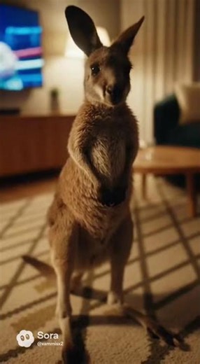 So Energetic! The Kangaroo Practices Boxing Moves While Watching TV 🧡 #Kangaroo #Boxing #Shorts