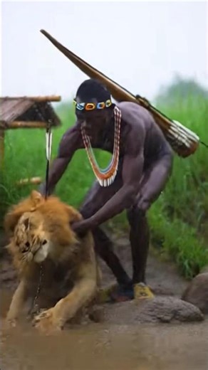 Tribal Hunters vs Lion | Tense Arrow Hunt #shorts