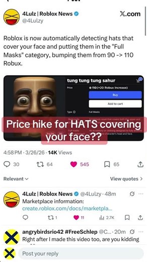 Price Hikes for FACE COVERINGS?? #roblox