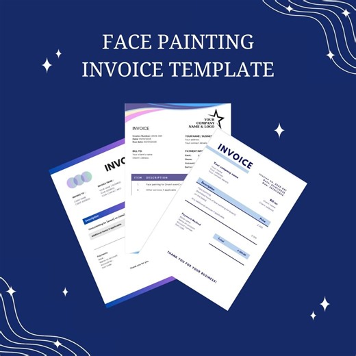 Face Painting Invoice Template, Freelance Artist Invoice Pack, Professional & Easy to Use - Etsy