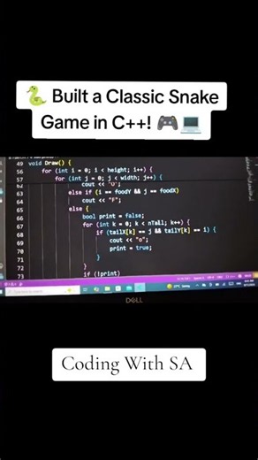 🐍 Built a Classic Snake Game in C++! 🎮💻 #cpp #coding #programming #codingwithsa
