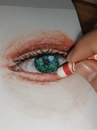 Day 2 of My Oil Pastel Journey: Drawing an Eye
