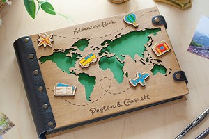 Travel Photo Album With World Map, Our Adventure Book, Custom Photo Album, Wedding Photo Album, Personalized Travel Scrapbook for Couple - Etsy