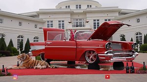 25K views · 1.6K reactions | One of Rick Ross Favorite Cars from his collection! A Red on red Supercharged 1957 Bel Air on display at The Promise Land #rickrosscarshow | Gdawg803 | Facebook
