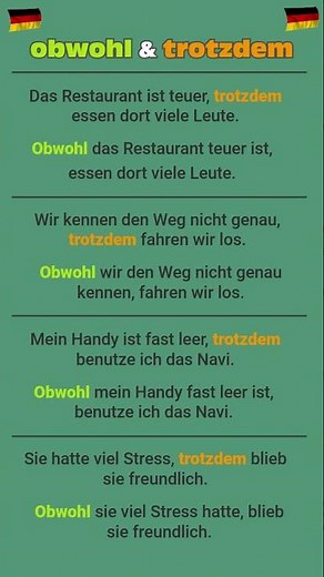 Obwohl & trotzdem | German grammar easy