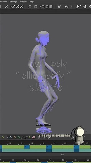 Low-poly Skater Ollie for Game Art #digitalart #animator #gamedev #skateboard #animation #character