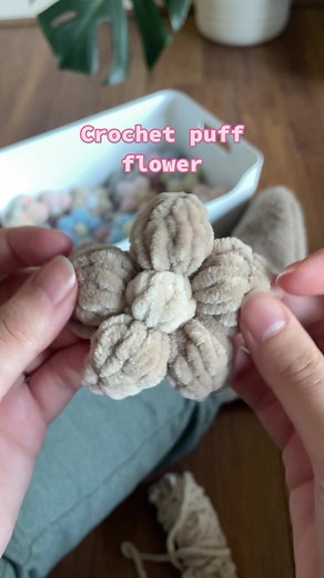 Crochet Puff Flower Tutorial Using Chenille Yarn