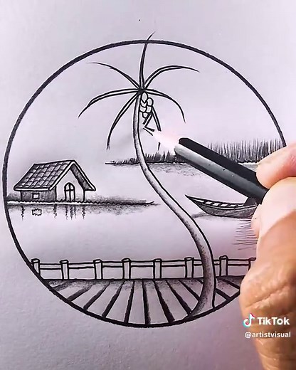 Satisfying River Scenery Drawing Tutorial
