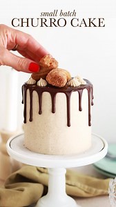 SMALL BATCH CHURRO CAKE 🤎 I’m heading to @disneyland this week and had to whip up a mini version of my favorite churro cake recipe in anticipation of all the churros I’m going to eat 🥳 It’s a cinnamon-spiced vanilla cake paired with cinnamon-vanilla buttercream and Mexican chocolate ganache with just the right kick 🌶🍫 this tiny version is perfectly sized for 2-4 people and can be baked as a mini layer cake OR single layer 6-inch cake! Full recipe is linked in my bio or find it at sugarandspa