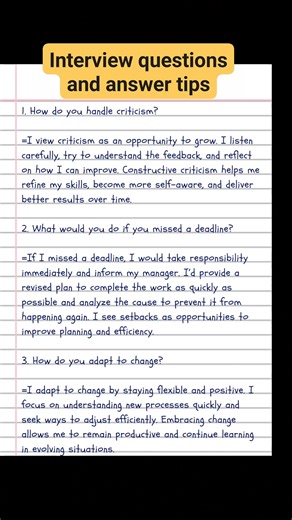 947K views · 4.2K reactions | Interview questions and answer tips_84 #interview #interviewtips #interviewquestions | English Class | Facebook