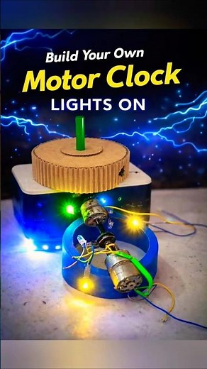 Build Your Own Motor Clock with Lights | Amazing DIY Electric Motor Project