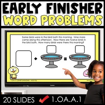 One Step Word Problems to 12 Math Centers 1st Grade No Prep Early Fast Finisher