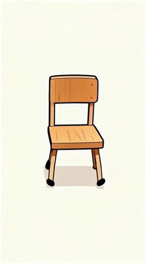 runaway wooden chair with tiny legs and neutral stance spinning slightly like adjusting position