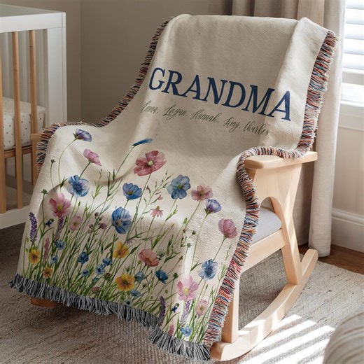 Grandmother Woven Blanket, Custom Grandma Throw, Grandma Gifts, Gifts for Grandma, New Grandma Gift, Grandma Gifts From Grandkids With Names - Etsy