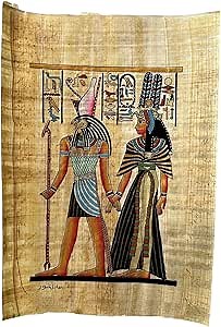 Ancient Egyptian Paintings Egyptian Papyrus Art - Horus and Queen Nefertari - Rare of Egyptian Gods and Goddesses Papyrus - Unframed-Frameable - 9x13 Inches