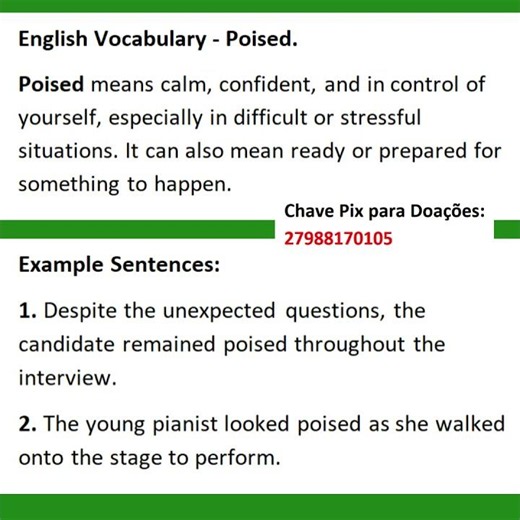 English Vocabulary - Poised. #englishvocabulary #advancedenglish