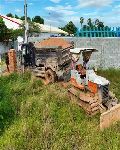 Mini Bulldozer in Action! Land Trucking Company Fills and Clears Land . . #Dozer #Bulldozer #heavyequipment #construction #Shantui #Komatsu #Dumptruck #Excavator #constructionsite #heavyduty #earthmoving #caterpillar | Bulldozer City