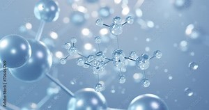 Acetylcholine, rotating 3D model of neurotransmitter, seamless looped video, molecular structure with selective focus