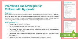 Information and Support Strategies for Learners with Dyspraxia
