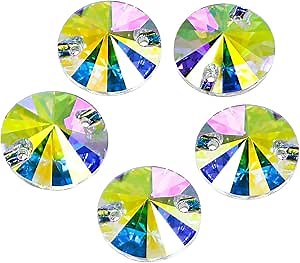 DONGZHOU Sew On Rhinestones Round Flat Back Sewing Glass K5 Fancy Stones Rhinestone Gems Stone Beads for Costume, Clothes, Garments, Dress, Jewelry, Belt, Shoes and DIY Crafts 16