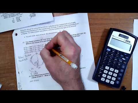 Parallel Sailing - Calculate Course and Distance given Change in Longitude