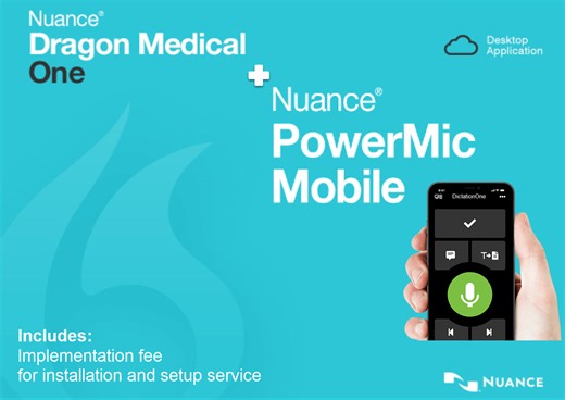 Nuance DMO-R Dragon Medical One and PowerMic Mobile, 1-Year Renewal Subscription / Dictation / Cloud Dictation - DictationOne.com