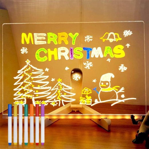 LED Note Board with Colours 2025 Message Board with LED Lights LED Note Board with Colours with 7 Colours Pen Transparent Acrylic Board Note Board with Stand Wipeable (7 Pen 20 x 20 cm) - Generic - Jumia Egypt