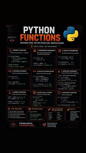 🚀 Python Functions Explained in One Shot | Complete Beginner Guide
