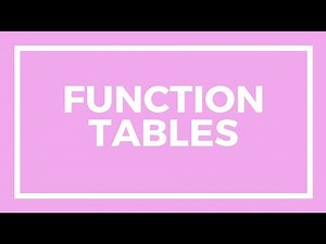 Chapter 8, Lesson 1 - Function Tables