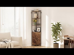 Lifewit Corner Shelf with LED, 5 Tier Corner Storage Cabinet, 68" Bookshelf Display Stand Rack