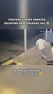 10 INMATES ESCAPE FROM NEW ORLEANS JAIL — AND IT WAS CAUGHT ON CAMERA 😱 📌 #NewOrleans | #Manhunt Surveillance footage shows a shocking jailbreak at the Orleans Justice Center, where 10 inmates escaped by crawling through a hole behind a toilet in their cell 🤯 The video captures them running through corridors, scaling a fence, and disappearing into the night — right out of the jail and onto I-10 🛣️ 8 of the escapees are still on the run, some facing serious charges including murder and armed 